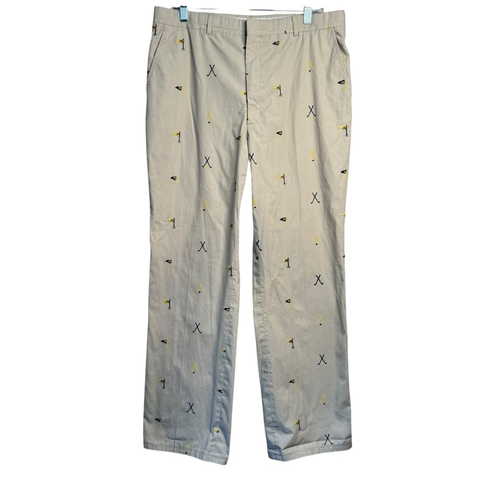 Vintage Brooks Brothers Golf Embroidered Chino Khaki Pants Size 36 Regular C17